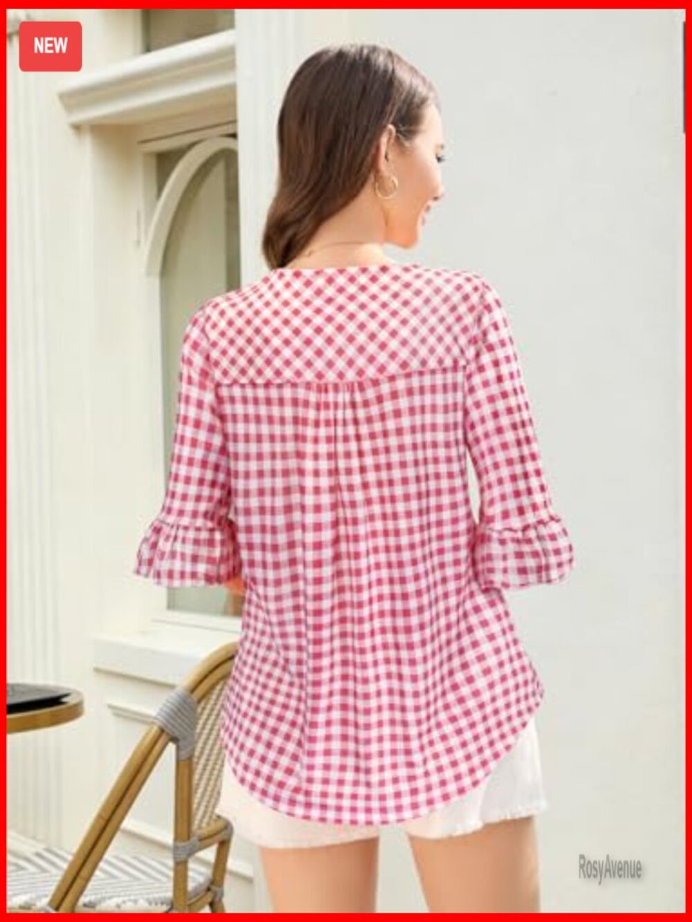 3/4 Sleeve Square Neck Ruffle Blouse Tunic Dressy Casual Top - Picture 4 of 6